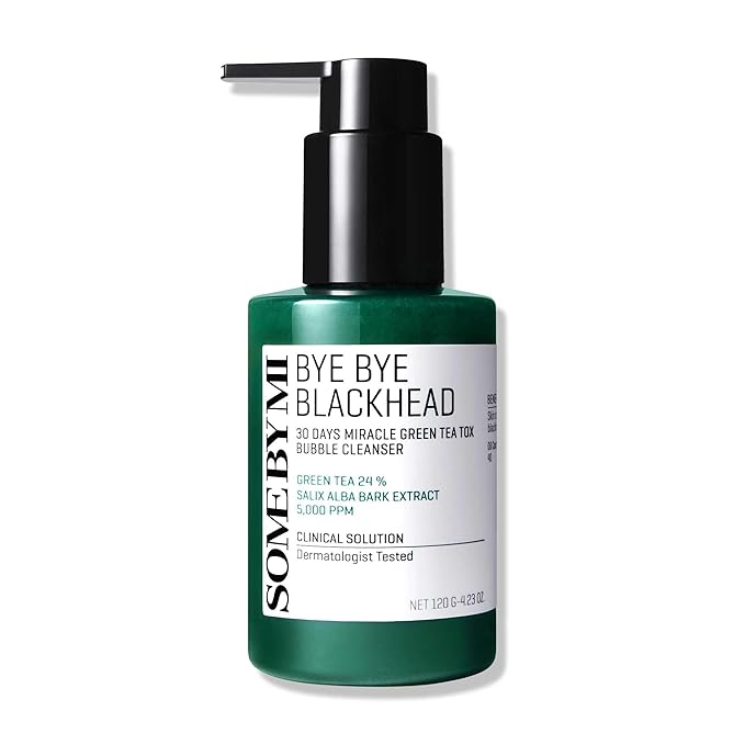 SOME BY MI Bye Bye Blackhead 30 Days Miracle Green Tea Tox Bubble Cleanser - 4.23 onzas, 4.23 onzas, lavado facial coreano y máscara facial de burbujas, minimizador diario de poros para eliminar