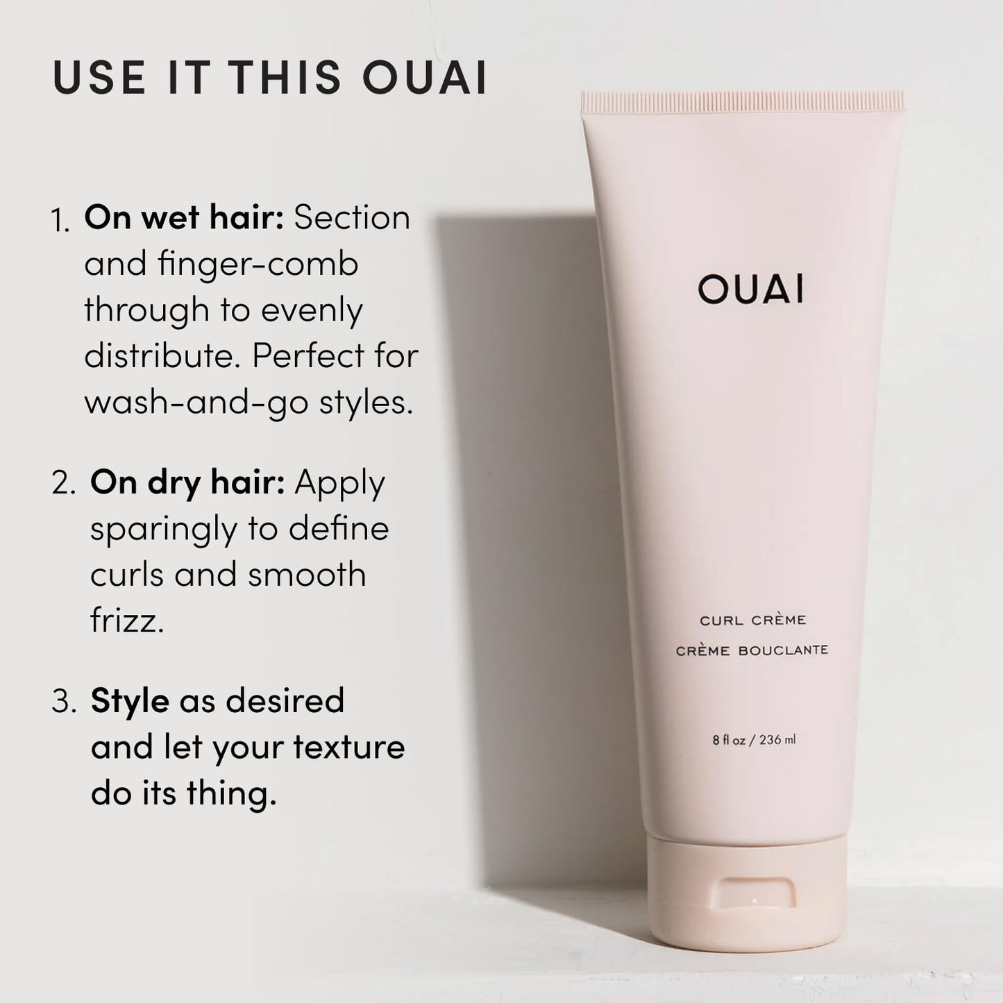 Crema para rizos OUAI - Crema definidora de rizos con aceite de chía y de linaza - Controla el encrespamiento y protege de la humedad Sulfate-Free, Curly Hair Products