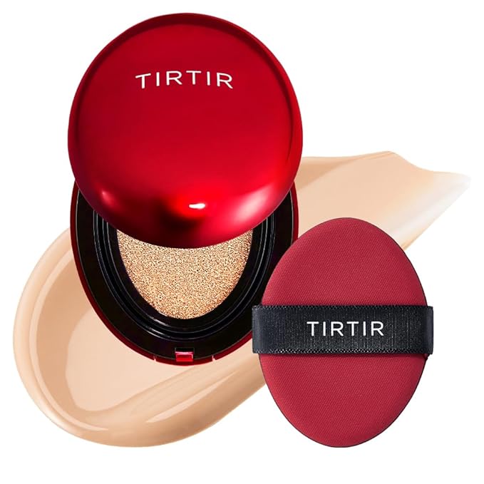 TIRTIR Mask Fit Red Cushion - Base de maquillaje en cojín, cobertura total, ligera, se adapta a la piel, acabado satinado, coreano