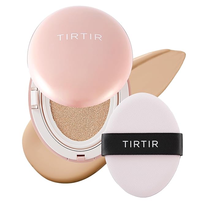 TIRTIR Mask Fit All Cover - Base de maquillaje rosa de alta cobertura, acabado mate aterciopelado, ligero, impecable, corrige el enrojecimiento, cojín coreano