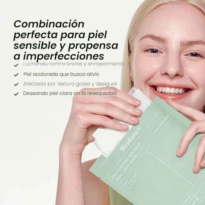 BIODANCE Máscara refrescante profunda de algas marinas, mascarilla facial de hidrogel durante la noche, calmante.
