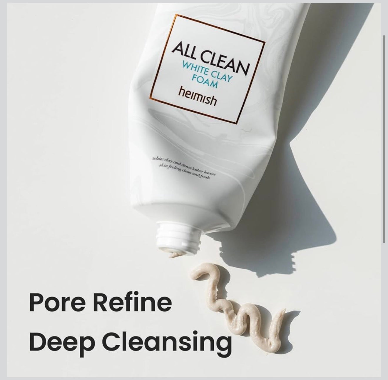 HEIMISH All Clean Espuma de arcilla blanca, limpieza profunda, minimización de poros, removedor de puntos negros, hidratante, lavado facial diario con arcilla blanca, aceite de coco, para doble limpieza, cuidado de la piel coreano, 5.3 onzas / 5.29 oz