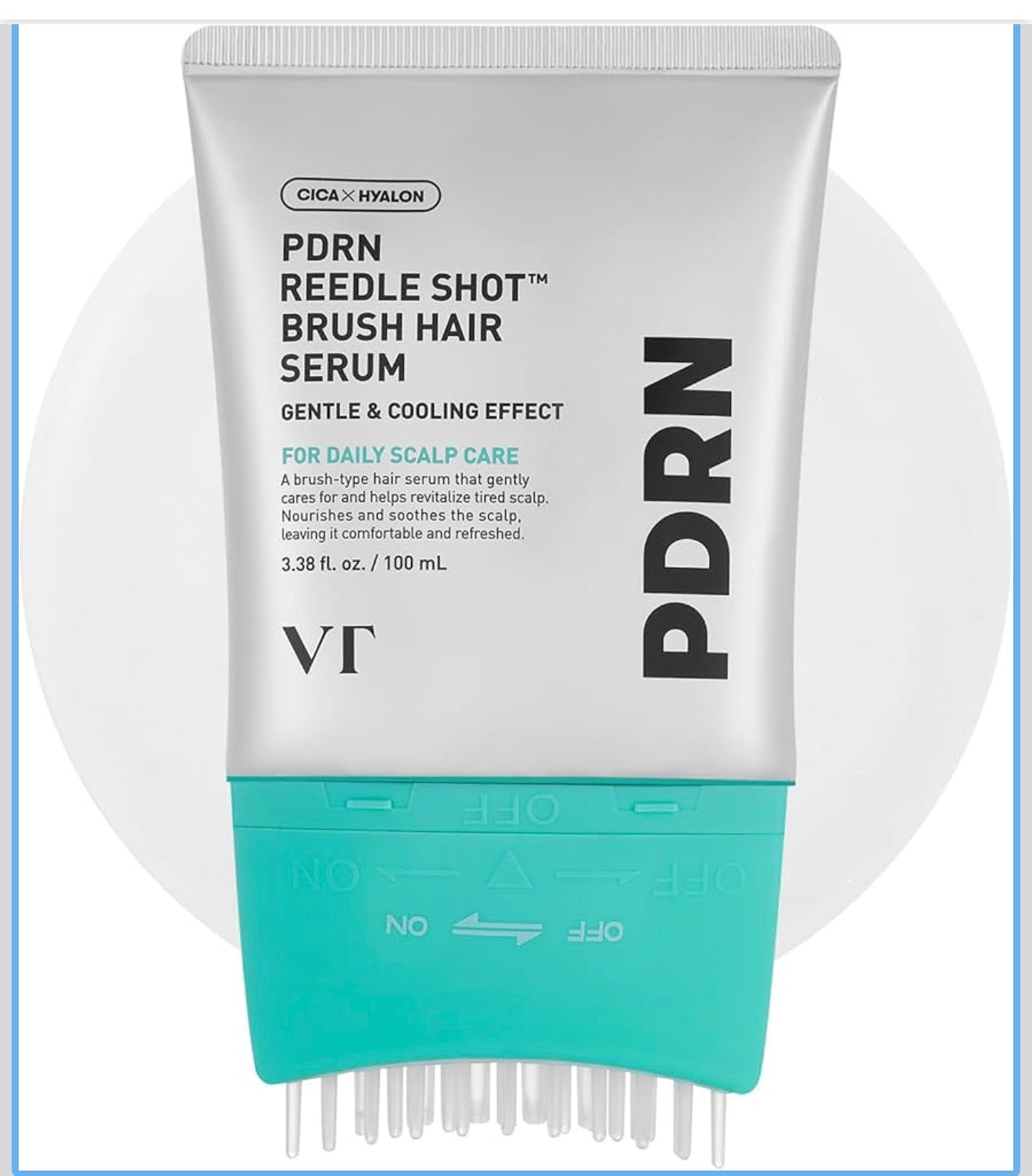 VT COSMETICS PDRN Reedle Shot Brush - Suero para el cabello, refrescante y refrescante para el cuidado del cuero cabelludo con PDRN vegano, complejo de cafeína y especias, solución ligera y no grasa para el cuero cabelludo, 3.38 onzas líquidas / 3.4 fl oz