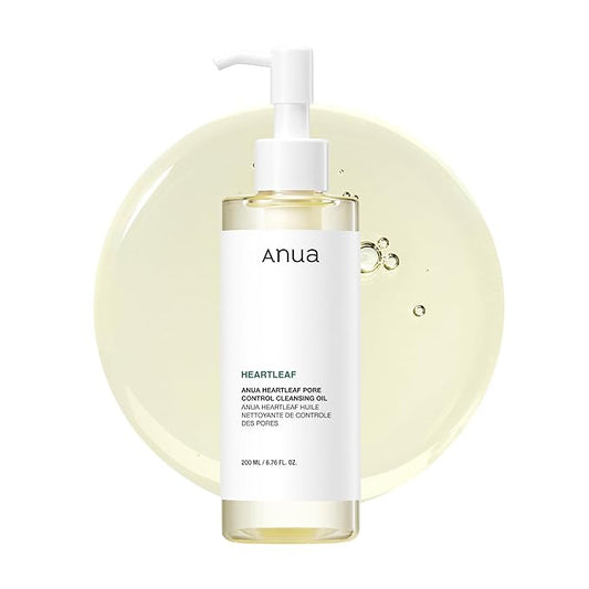 Anua Heartleaf Aceite limpiador de control de poros, limpiador de poros, cuidado de sebo, limpiador suave de aceite de fusión para cara, seguro para todo tipo de piel, removedor de maquillaje hidratante diario, cuidado de la piel coreano (