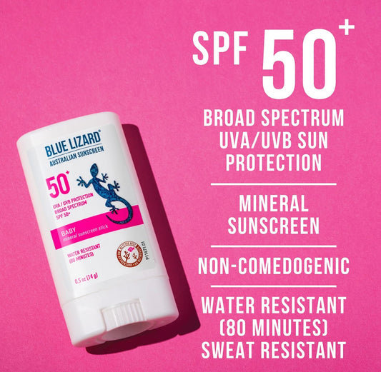 protector solar mineral Blue Lizard BABY con óxido de zinc, SPF 50+, tubo de 5 onzas + protector solar mineral Blue Lizard BABY con óxido de zinc, SPF 50+