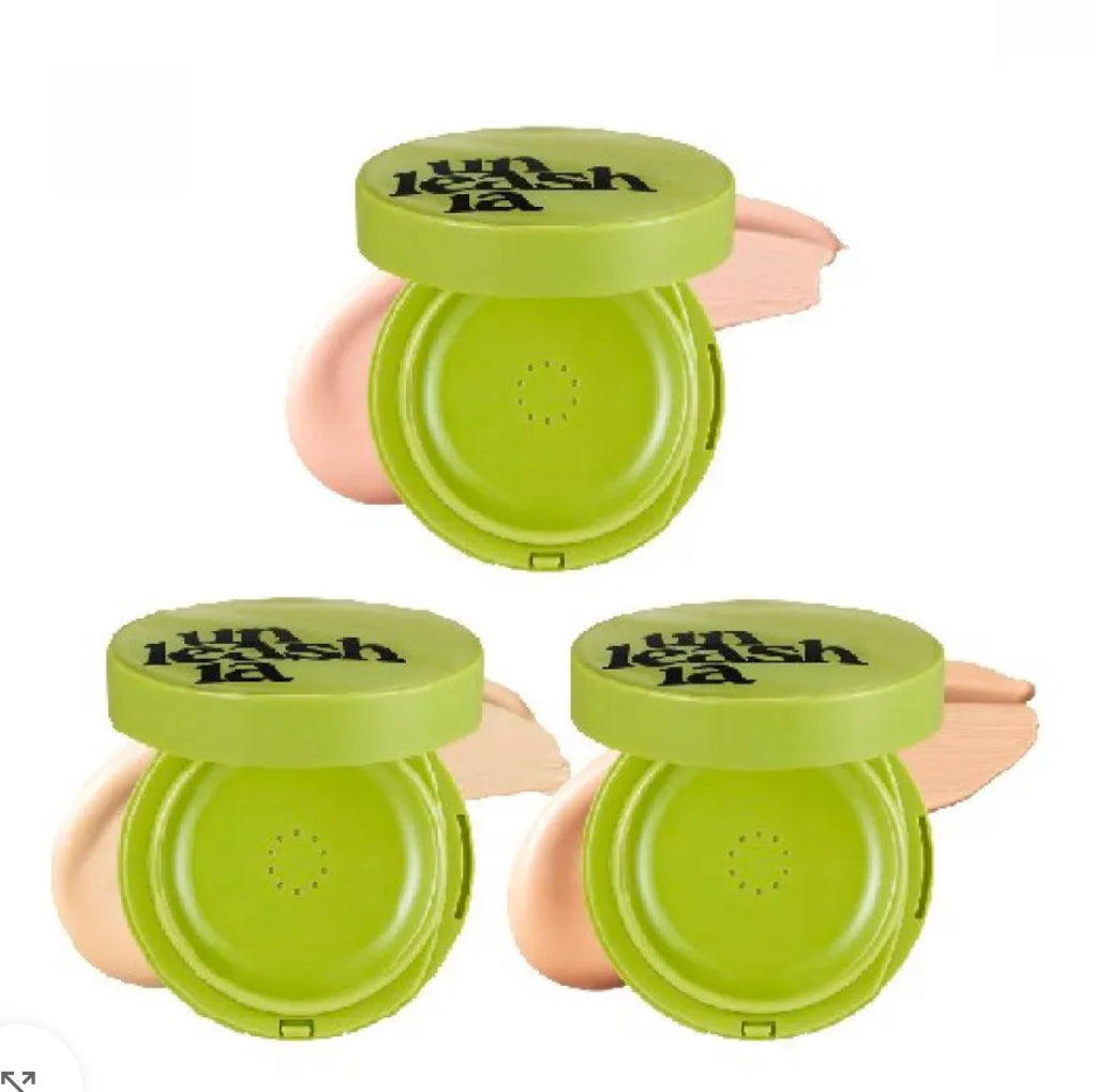 Healthy Green Cushion SPF30 PA++ de Unleashia, 3 tonos  disponibles.
