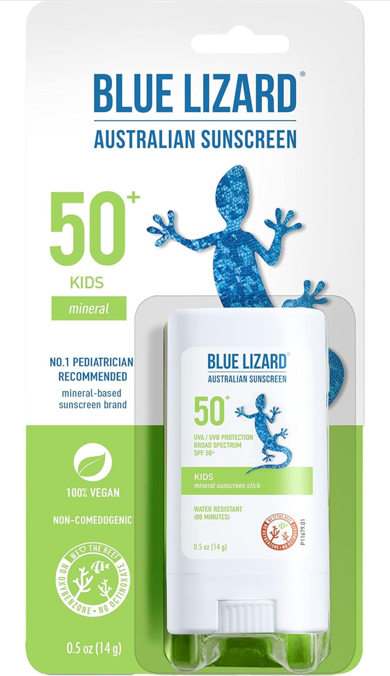 Blue Lizard - Protector solar mineral para niños con óxido de zinc, SPF 50+, resistente al agua, protección UVA/UVB
