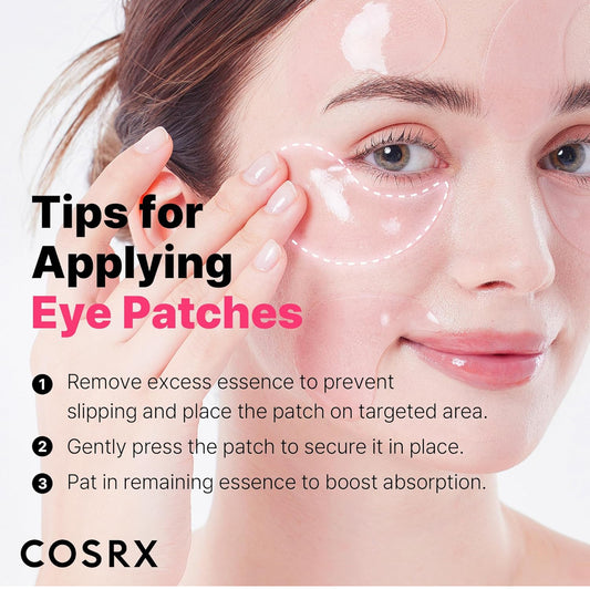 COSRX Máscara para debajo de los ojos, parche de hidrogel de colágeno con péptido para ojos hinchados y ojeras, 60 parches debajo de los ojos, cuidado de la piel coreano