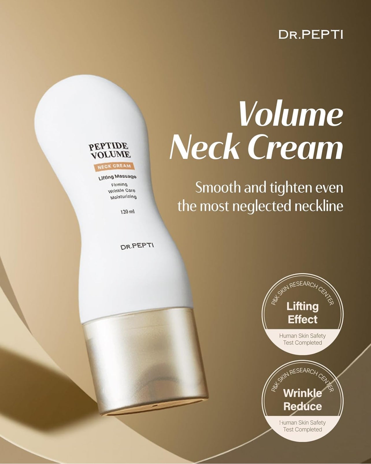 DR. PEPTI Peptide Volume Neck Cream - Cremas de cuello 2 en 1 que desafían la edad para tensar y reafirmar con masajeador de cuello Gua Sha incorporado - Crema de contorno de cuello Power Lift con