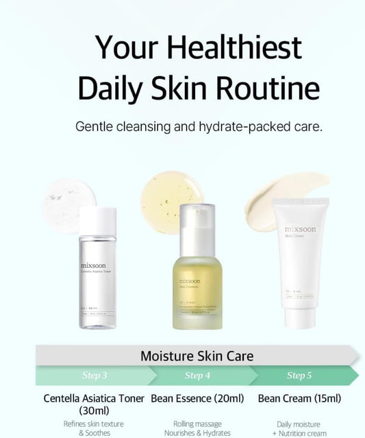 mixsoon Pure Glow Essentials - Juego de 5 pasos para el cuidado de la piel, suave e hidratante, para todo tipo de piel, 5 artículos de vidrio coreano para el cuidado de la piel, 29.57 onzas líquidas