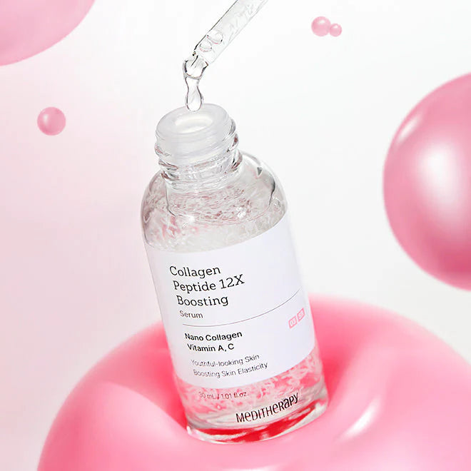 Suero potenciador de péptido de colágeno 12X, mejora la elasticidad de la piel y reduce las arrugas profundas, promueve la producción de colágeno para una piel firme y juvenil, cuidado de la piel coreano, 1.01 onzas líquidas