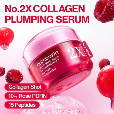 numbuzin No.2X Rose PDRN - Suero rellenador de colágeno, suero de espículas de colágeno para reafirmar y brillo de volumen, PDRN, péptidos, colágeno, cuidado de la piel coreano hidratante, 1.01 fl oz