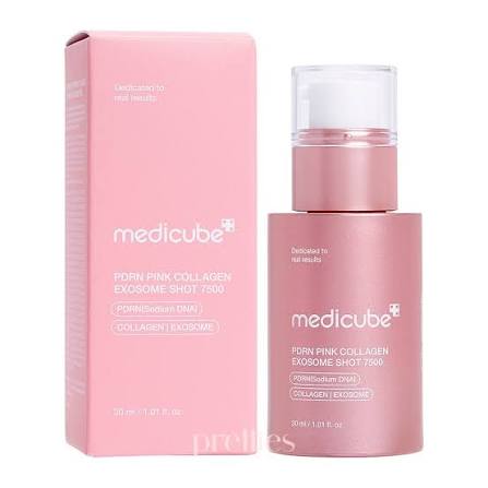 medicube Exosome Shot PDRN - Suero facial de colágeno rosa de 7,500 PPM, estimulador líquido para la piel, exosoma, espículas de ADN de salmón, tono de piel desigual, cuidado de los poros