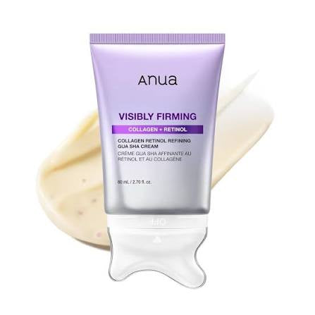 ANUA Crema Gua Sha Refinadora de Retinol de Colágeno, Crema de Cuello para Levantar y Reafirmar, Línea de Mandíbula a Décolleté, Hidratante Diario, Cuidado de Línea Fina, Masajeador de Cuello, Cuidado Coreano de la Piel, 2.7Fl.oz