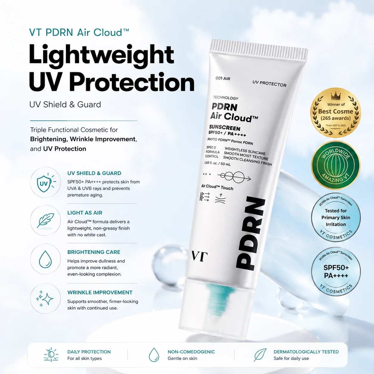 VT - PDRN Air Cloud Sunscreen SPF 50+ / PA ++++ (50ml)