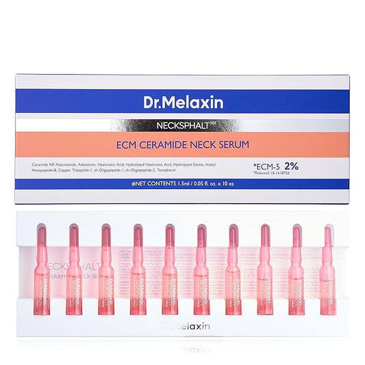 Dr.Melaxin Ampollas ECM de Barrera Necksphalt para Cuello Antienvejecimiento, Alisado y Arrugas para un Tono de Piel Parejo y Levantamiento del Cuello, 1.5ml*10ud