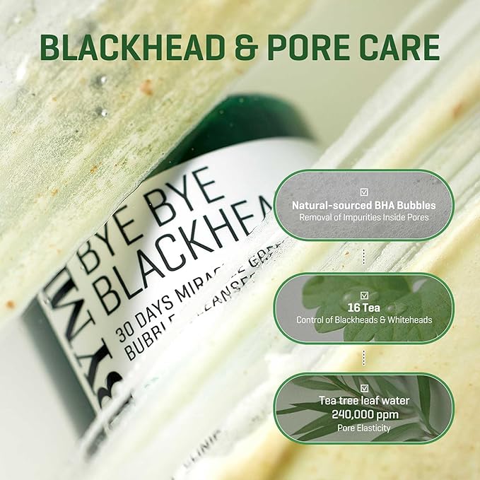 SOME BY MI Bye Bye Blackhead 30 Days Miracle Green Tea Tox Bubble Cleanser - 4.23 onzas, 4.23 onzas, lavado facial coreano y máscara facial de burbujas, minimizador diario de poros para eliminar