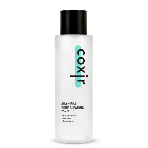 coxir AHA BHA Tónico, niacinamida y árbol de té, minimización de poros Cuidado de la piel coreano, control de puntos negros y aceite, fórmula limpiadora, para pieles grasas, mixtas y texturizadas
