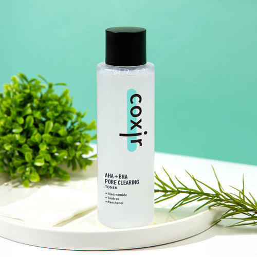 coxir AHA BHA Tónico, niacinamida y árbol de té, minimización de poros Cuidado de la piel coreano, control de puntos negros y aceite, fórmula limpiadora, para pieles grasas, mixtas y texturizadas