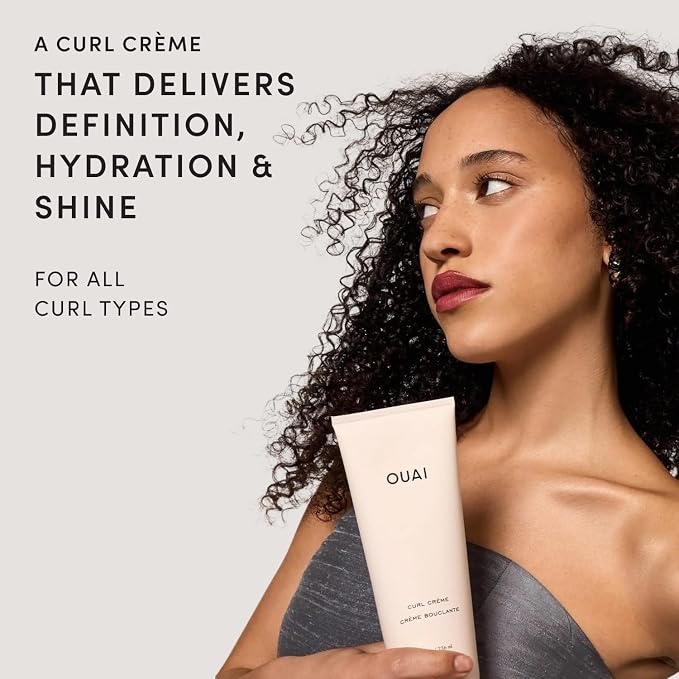 Crema para rizos OUAI - Crema definidora de rizos con aceite de chía y de linaza  - Controla el encrespamiento y protege de la humedad Sulfate-Free, Curly Hair Products