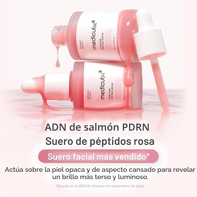 medicube Suero de Péptidos de ADN de Salmón PDRN Rosa, suero de brillo rosa, péptido, niacinamida, hidratante y reafirmante, tono de piel desigual, cuidado de la piel coreana | 1.01 fl.oz. (1.01 fl.oz