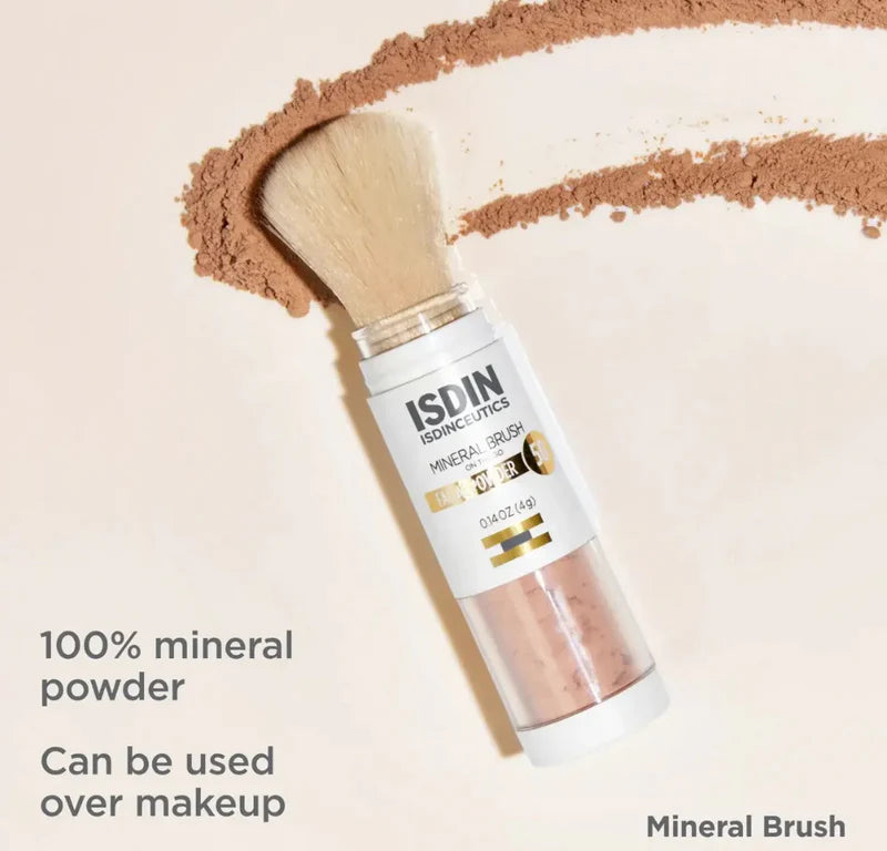 ISDIN Mineral Brush Powder, Facial Pollution and Blue Light Protection, a Complement to your Sun Care Routine, Suitable for Sensitive Skin