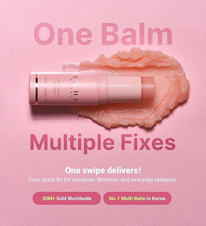 KAHI - Wrinkle Bounce Multi Balm, bálsamo hidratante todo en uno, crema para ojos, crema para el cuello, base de maquillaje y bálsamo hidratante facial en barra, edición Max Usage, 9 ml