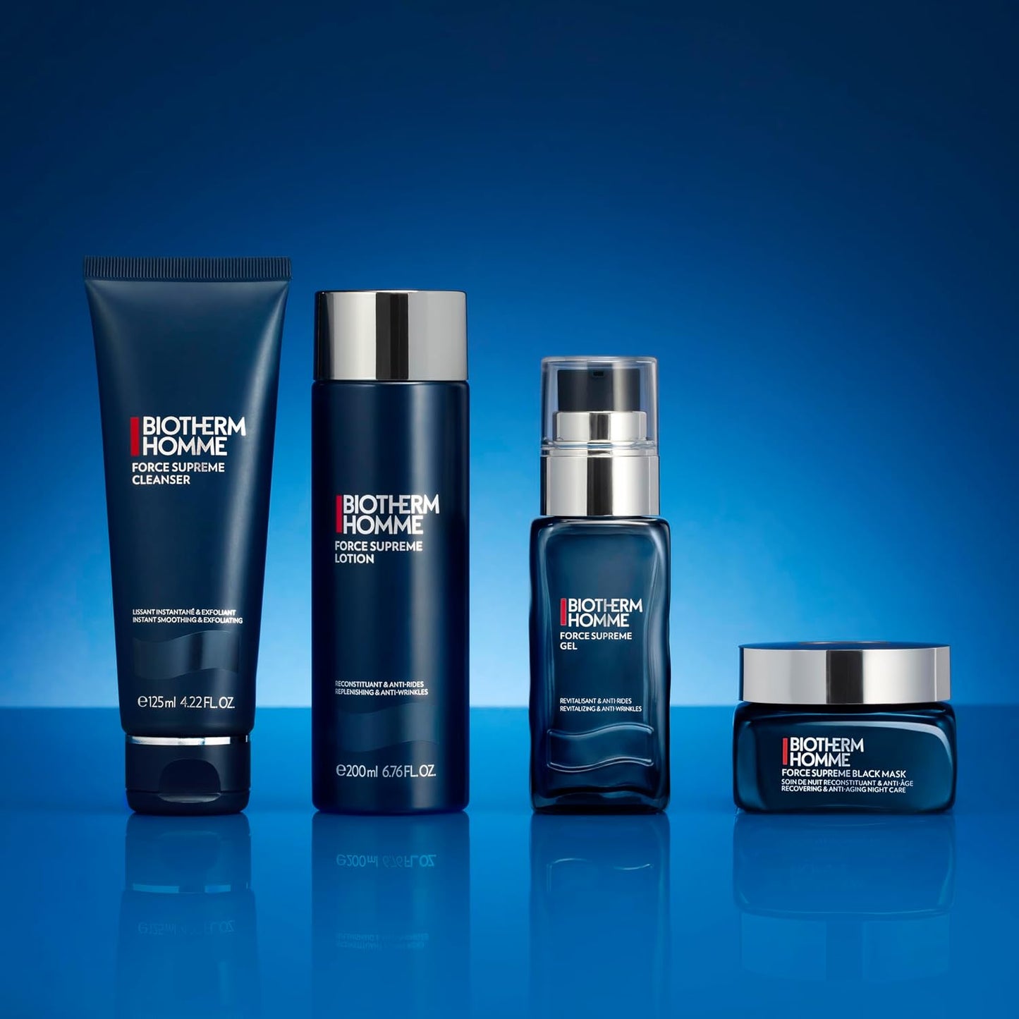 Biotherm Homme Force Supreme Máscara negra suprema, máscara de noche recuperadora y antienvejecimiento para hombres con algas cultivadas oscuras y algas azules, rellena y energiza la piel, suaviza las arrugas durante la noche, 1.7 onzas líquidas