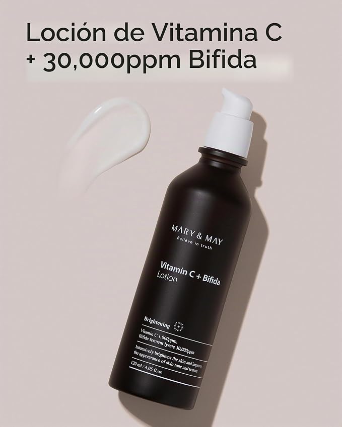 Mary&May Loción facial con vitamina C + Bifida Even Skin Tone Face Lotion