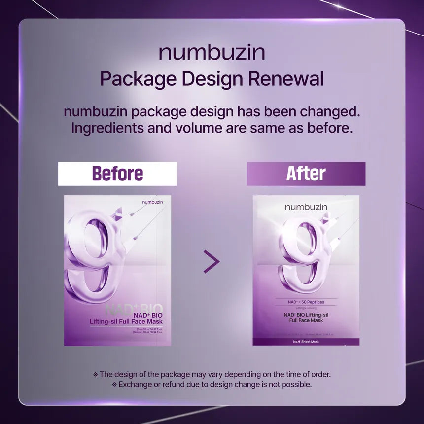 numbuzin No.9 Sheet Mask | NAD+ BIO Lifting-sil Full Face Mask