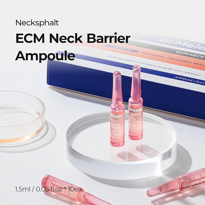 Dr.Melaxin Ampollas ECM de Barrera Necksphalt para Cuello Antienvejecimiento, Alisado y Arrugas para un Tono de Piel Parejo y Levantamiento del Cuello, 1.5ml*10ud