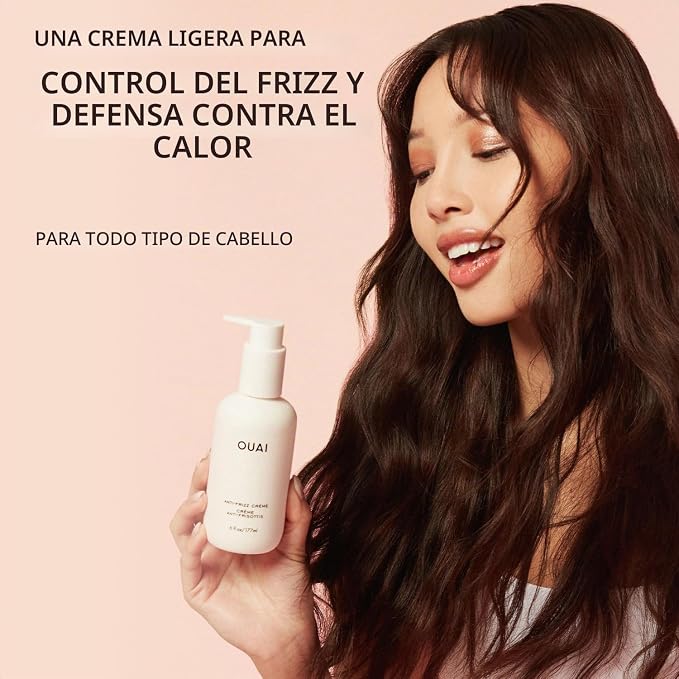 OUAI Crema antiencrespamiento – Crema hidratante para el cabello con control de encrespamiento y protección contra el calor – Proporciona hidratación duradera con extracto de yaca y remolacha