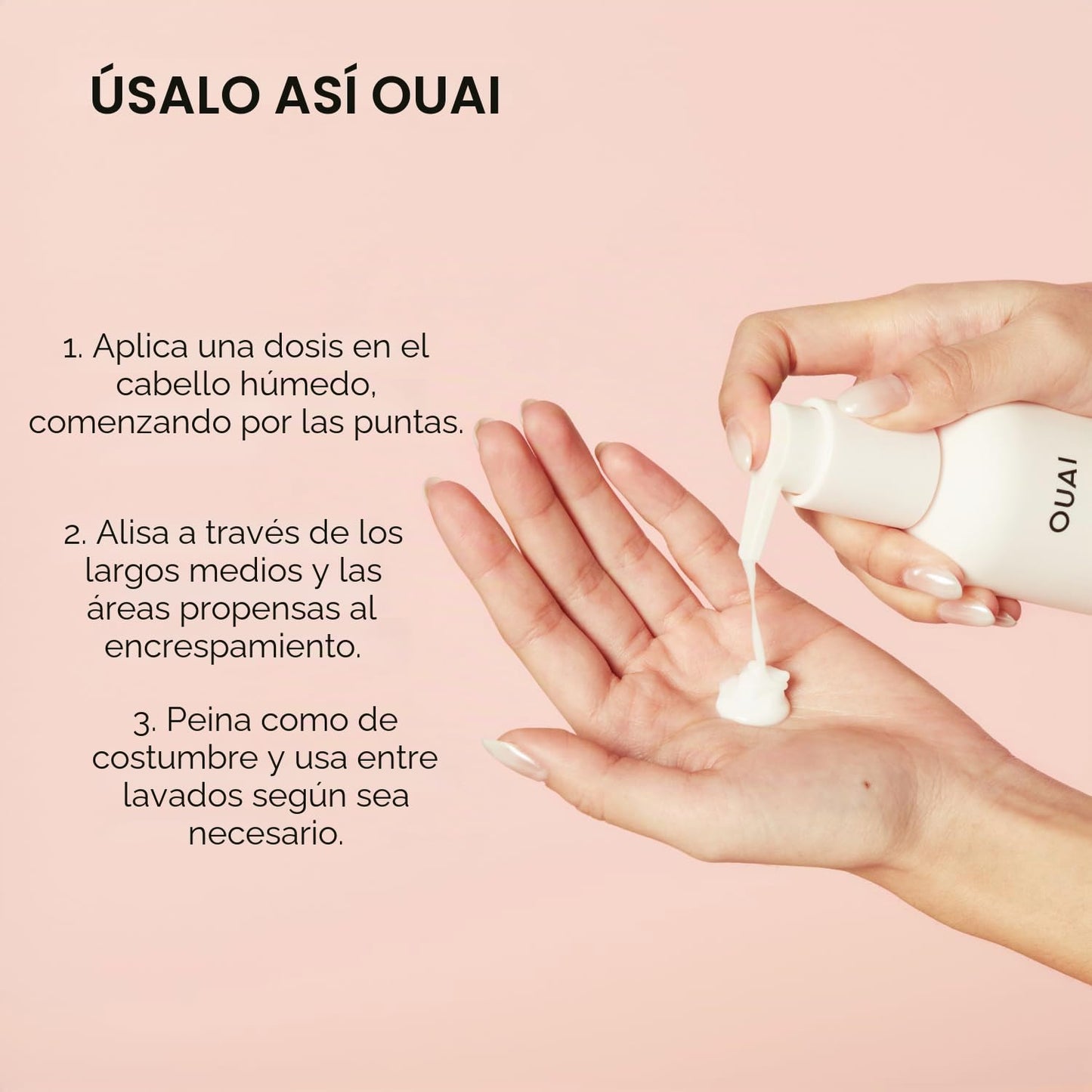 OUAI Crema antiencrespamiento – Crema hidratante para el cabello con control de encrespamiento y protección contra el calor – Proporciona hidratación duradera con extracto de yaca y remolacha