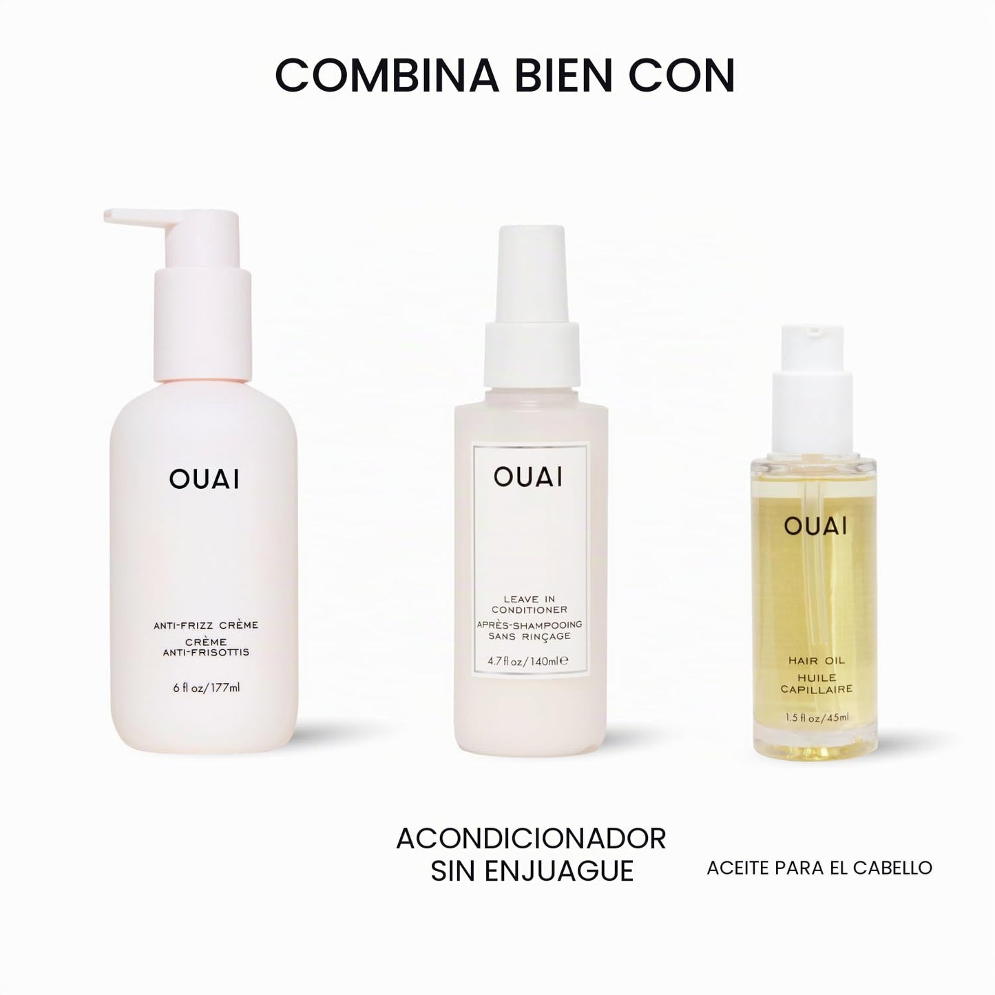 OUAI Crema antiencrespamiento – Crema hidratante para el cabello con control de encrespamiento y protección contra el calor – Proporciona hidratación duradera con extracto de yaca y remolacha