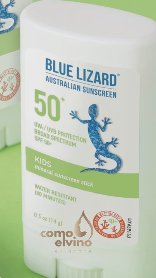 Blue Lizard - Protector solar mineral para niños con óxido de zinc, SPF 50+, resistente al agua, protección UVA/UVB
