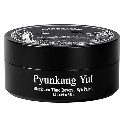 Pyunkang Yul PKY Black Tea Time - Parche para ojos para antienvejecimiento, nutrición profunda con colágeno de bajo peso molecular, ojeras y cuidado de líneas finas con Kombucha, cuidado de la piel coreano (30 pares)