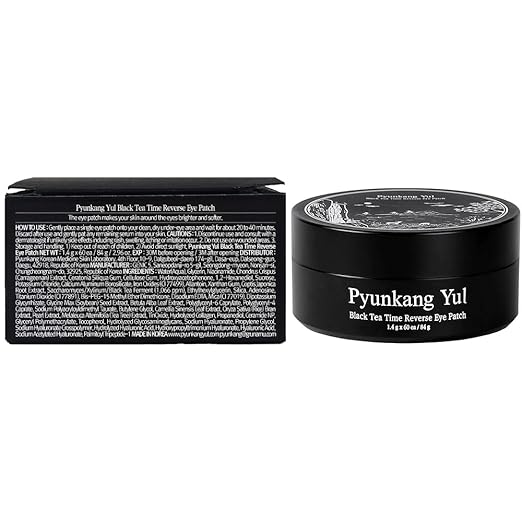 Pyunkang Yul PKY Black Tea Time - Parche para ojos para antienvejecimiento, nutrición profunda con colágeno de bajo peso molecular, ojeras y cuidado de líneas finas con Kombucha, cuidado de la piel coreano (30 pares)