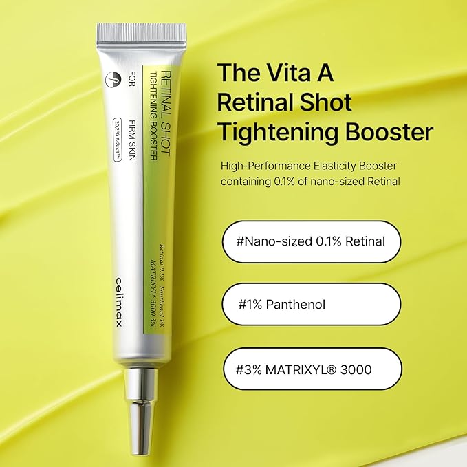 celimax The Vita A Retinal Shot Potenciador Reafirmante | 0.1% Retinal, 3% Matryxyl, Retinoide de Alta Potencia para Antienvejecimiento, Minimizador de Poros, Arrugas y Líneas Finas, Piel más Firme