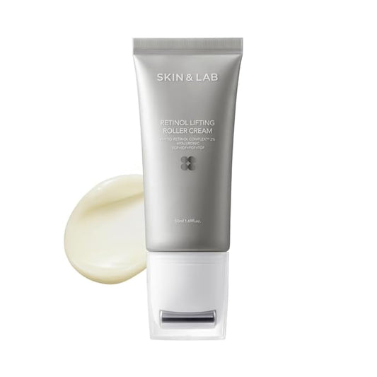 Crema de rodillo de elevación de retinol con aplicador de masaje, crema vegana antienvejecimiento para cara y cuello para reducir las arrugas y la línea fina, para cara, cuello, cuidado de