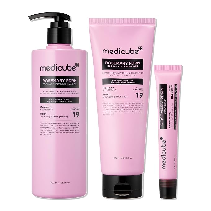 medicube Rosemary PDRN Korean Hair Care Set - Champú, acondicionador y
