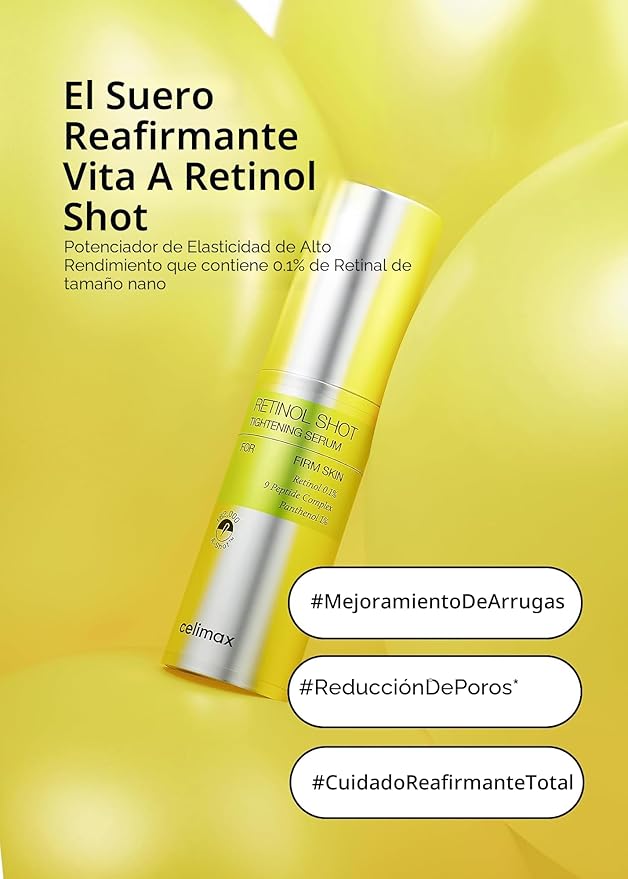 celimax The Vita A Retinol Shot Suero Tensor | con retinol puro de vitamina A, péptido, minimizador de poros, arrugas y líneas finas, piel más firme, antienvejecimiento, suavizado de la piel 30ml