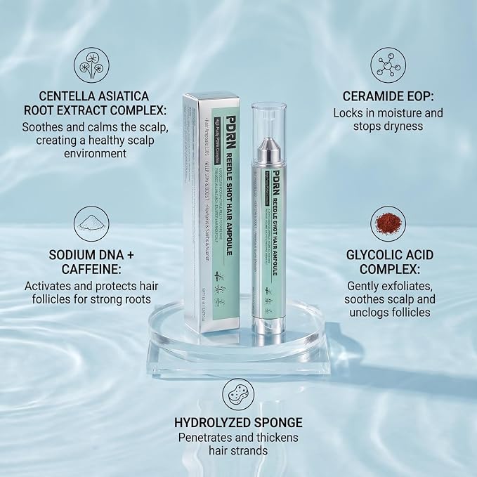 PDRN Reedle Shot - Ampolla para el cabello L100, PDRN Complejo cuero cabelludo apoyo para la salud del cuero cabelludo, uso doméstico para el volumen del cabello y apoyo al crecimiento, suero