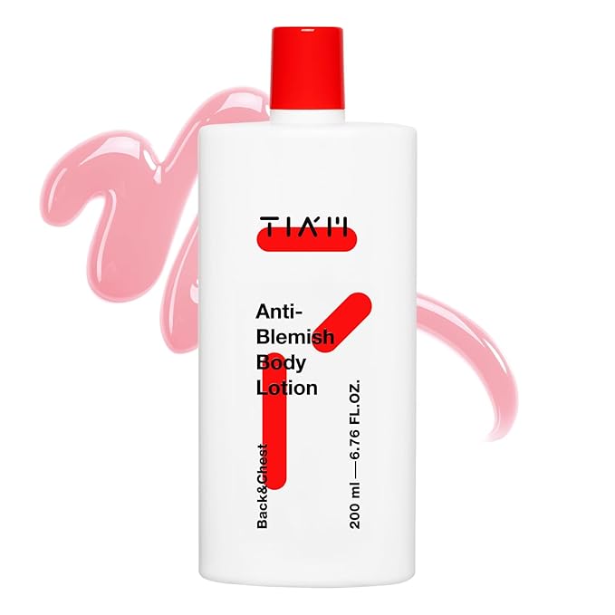 TIAM Loción corporal antimanchas, 6.76 onzas líquidas, loción corporal ligera para el acné con AHA, BHA, niacinamida para bacné, glúteos, acné en el pecho, cuidado de la piel coreano