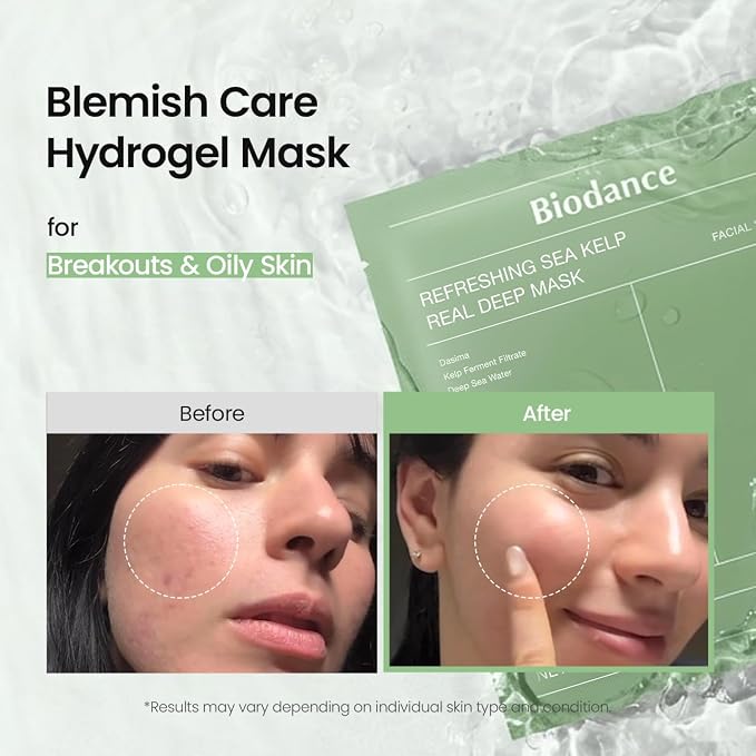 BIODANCE Máscara refrescante profunda de algas marinas, mascarilla facial de hidrogel durante la noche, calmante.