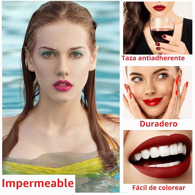 Tinte de labios de vino, juego de brillo de labios de vino de 6 colores, lápiz labial líquido, brillo labial líquido, tinte de labios mate de larga duración, impermeable, crea brillo labial hidratante natural fácilmente