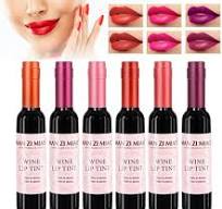 Tinte de labios de vino, juego de brillo de labios de vino de 6 colores, lápiz labial líquido, brillo labial líquido, tinte de labios mate de larga duración, impermeable, crea brillo labial hidratante natural fácilmente